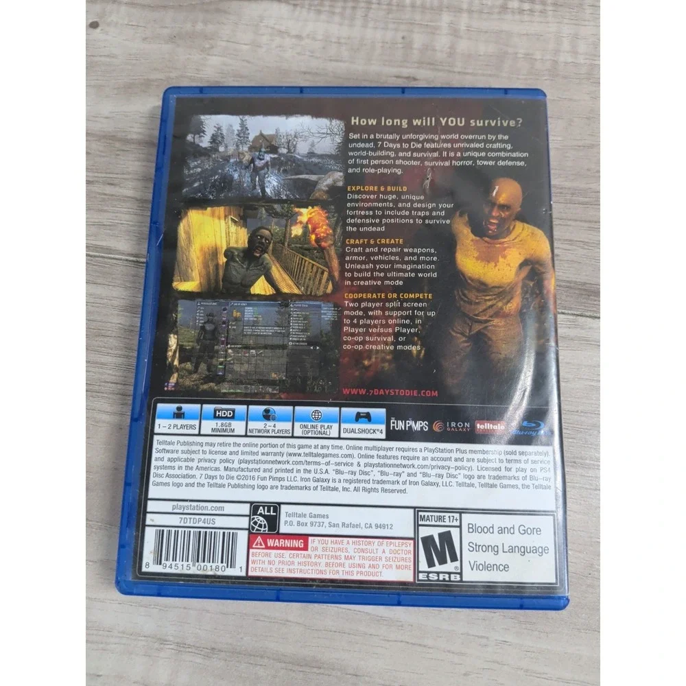 7 Days to Die (Sony PlayStation 4, 2016) PS4  Video Game